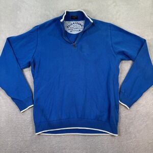 Paul & Shark Royal Yacht Club Blue Cotton Half Zip Pullover Sweater Mens XL Flex